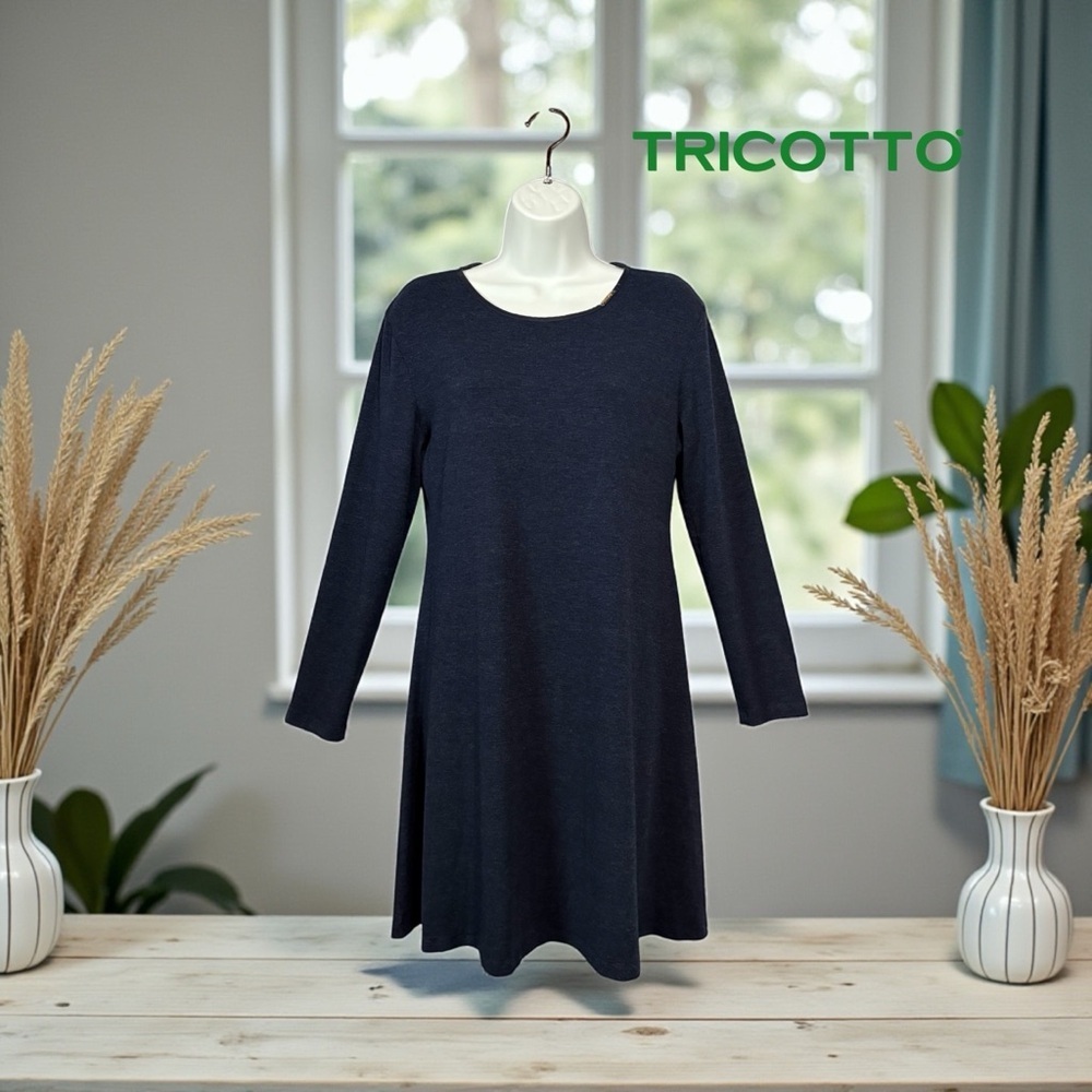 TRICOTTO Navy A-Line Dress Long Sleeves – Size XL